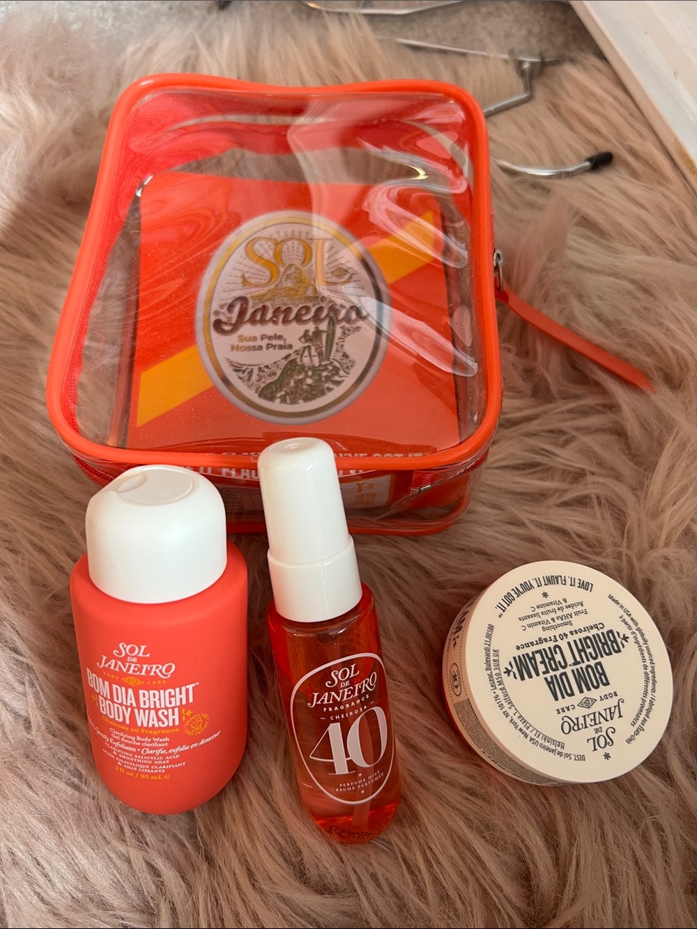 Sol de Janeiro Orange Travel Body Care Set with Clear Pouch